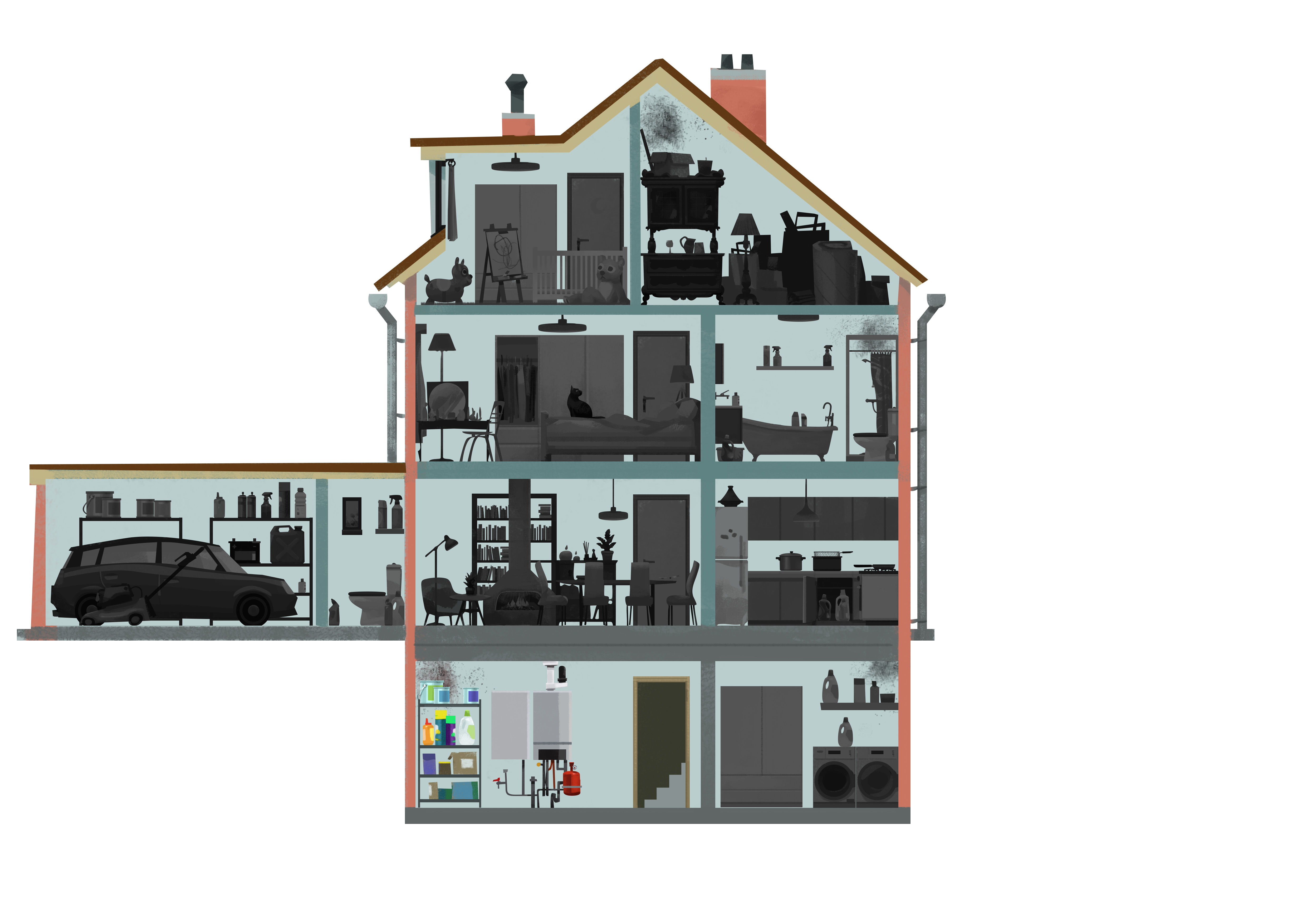 vervuilende stoffen in de kelder